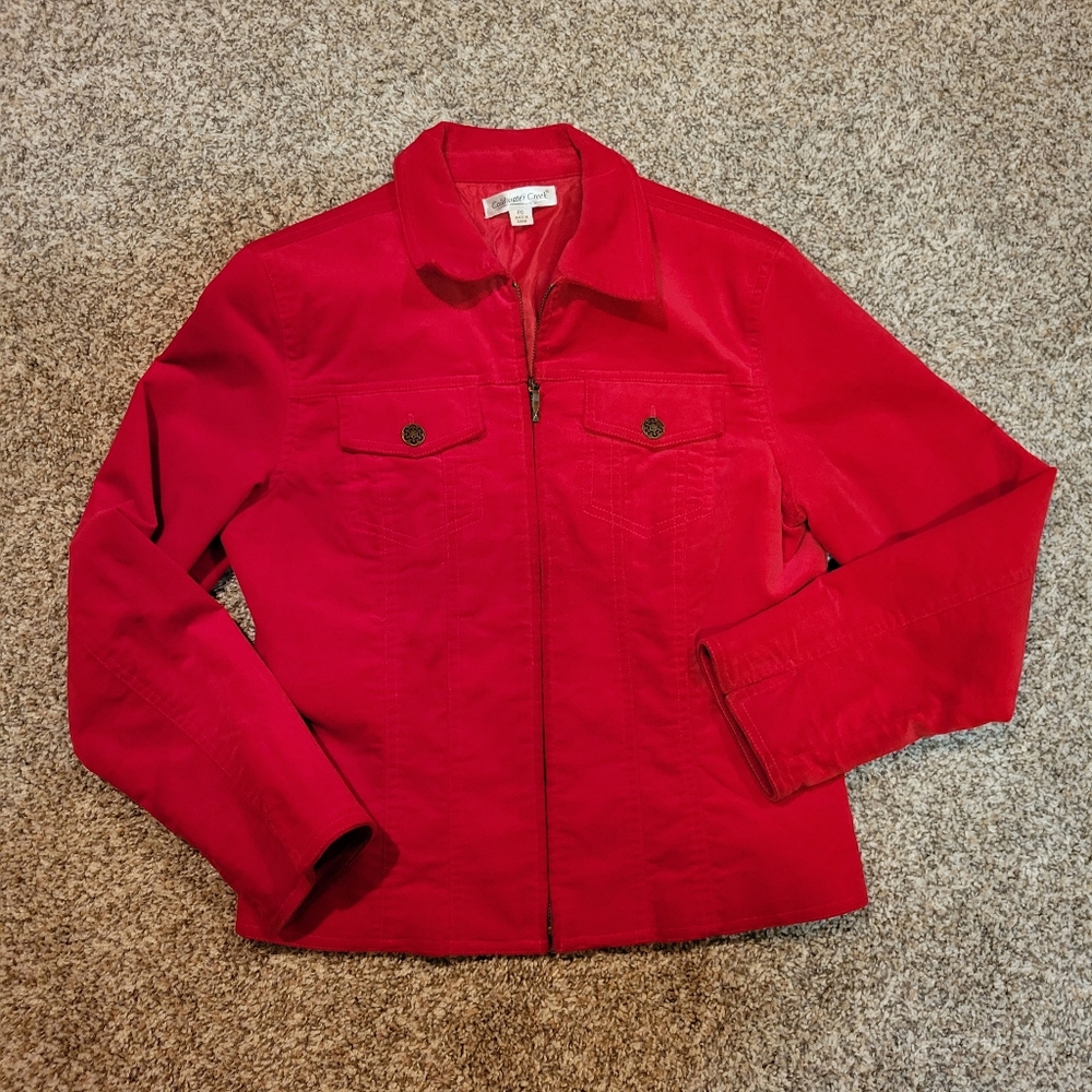 Coldwater Creek Red velvety Statement Jacket Petite Small